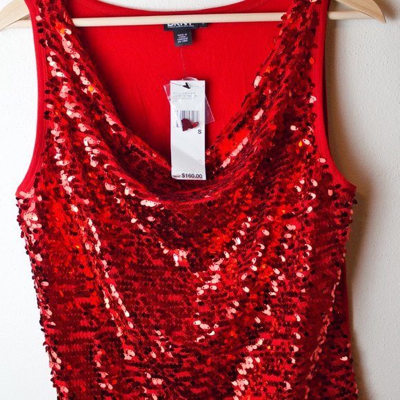 DKNY Red Sequined Top Size S NWT - Picture 4 of 7